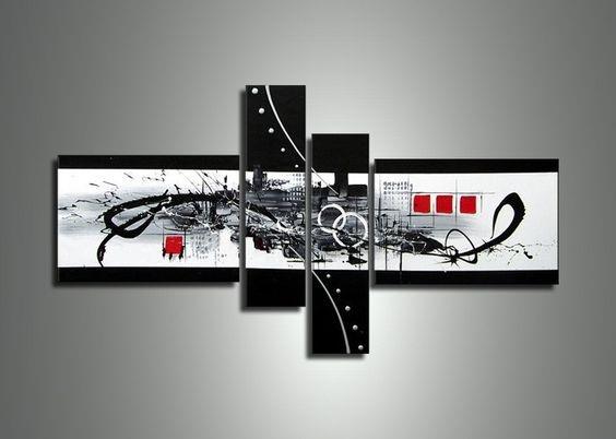Black And White Abstract Art, Contemporary Wall Painting, Modern Minimalist Canvas Art
