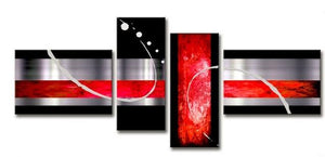 Abstract Wall Art Paintings, Huge Wall Art, Extra Large Painting for Living Room, Black and Red Wall Art, Art on Canvas, Buy Art Online-Silvia Home Craft