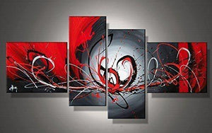 Simple Abstract Painting, Modern Abstract Paintings, Black and Red Wall Art Paintings, Living Room Canvas Painting, Buy Art Online-Silvia Home Craft