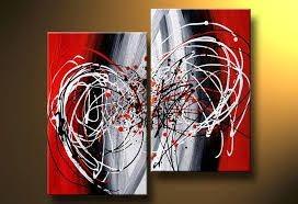 Wall Art, Wall Hanging, Large Art, Black and Red Canvas Painting, Abstract Art, Bedroom Wall Art-Silvia Home Craft
