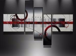 Black Canvas Painting, Abstract Painting, Huge Wall Art, Acrylic Art, 5 Piece Wall Painting, Hand Painted Art, Art for Sale-Silvia Home Craft
