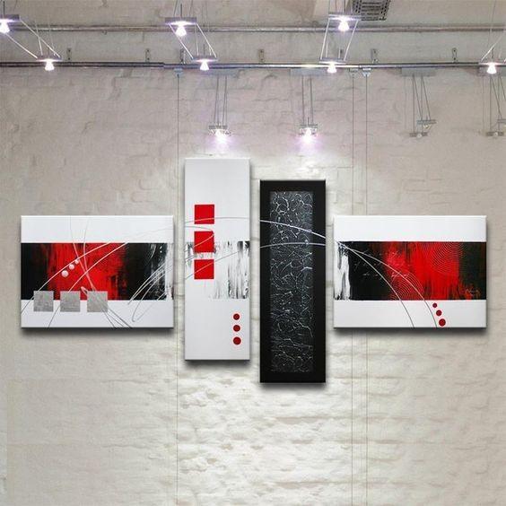 Large Wall Art Paintings, Abstract Painting for Living Room, Modern Canvas Art Painting, Acrylic Abstract Painting, 4 Panel Wall Art, Hand Painted Art-Silvia Home Craft