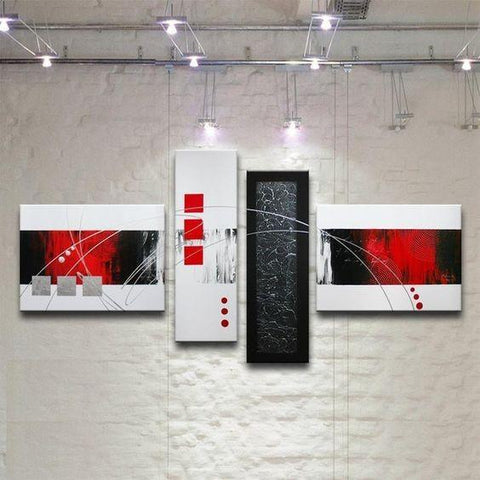 Large Wall Art Paintings, Abstract Painting for Living Room, Modern Canvas Art Painting, Acrylic Abstract Painting, 4 Panel Wall Art, Hand Painted Art-Silvia Home Craft