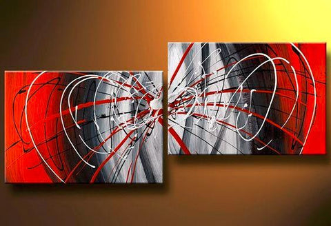 Large Art, Black and Red Canvas Painting, Abstract Art, Wall Art, Wall Hanging, Bedroom Wall Art-Silvia Home Craft