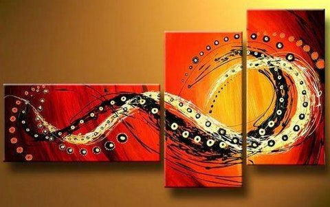 Bedroom Wall Art, Canvas Painting, Large Painting, Red Abstract Art, Abstract Painting, Acrylic Art, 3 Piece Wall Art-Silvia Home Craft