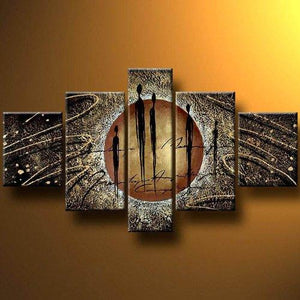 Abstract Painting, Canvas Art Painting, Extra Large Wall Art, Figure Abstract Art, 5 Piece Canvas Painting-Silvia Home Craft