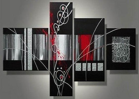 Modern Art, Contemporary Art, Abstract Painting, Living Room Wall Art, Black Abstract Wall Art, Extra Large Painting-Silvia Home Craft