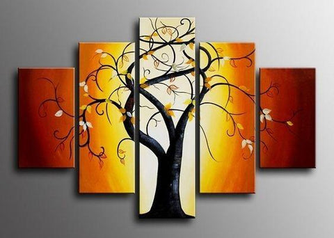 Abstract Canvas Painting, Extra Large Wall Art Paintings for Living Room, 5 Piece Canvas Paintings, Tree of Life Painting, Buy Paintings Online-Silvia Home Craft