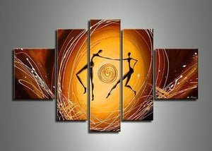 Extra Large Paintings for Living Room, 5 Piece Canvas Art, Buy Abstract Paintings, Abstract Figure Painting, Large Acrylic Paintings on Canvas-Silvia Home Craft