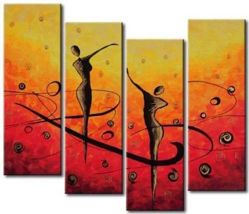 Ready to Hang Painting, Abstract Modern Art, Bedroom Wall Paintings, Abstract Figure Art, Abstract Painting on Canvas, 4 Piece Wall Art Ideas-Silvia Home Craft
