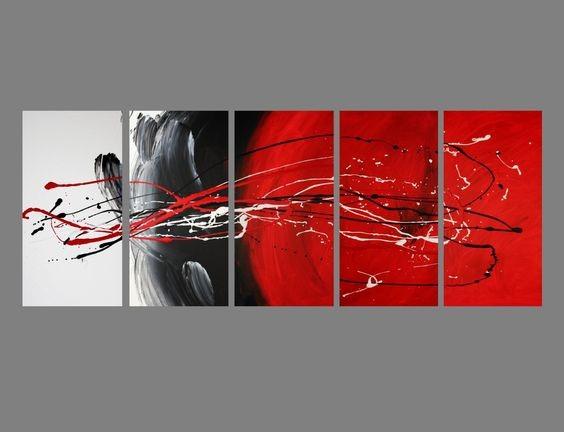 Living Room Wall Art, Black and Red, Abstract Art, Extra Large Wall Art, Huge Art, Large Painting, Modern Art, Painting for Sale-Silvia Home Craft