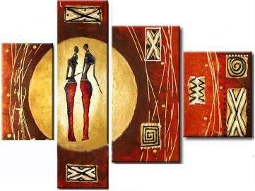 Extra Large Painting, Abstract Figure Painting, African Abstract Wall Art, Dining Room Wall Art-Silvia Home Craft