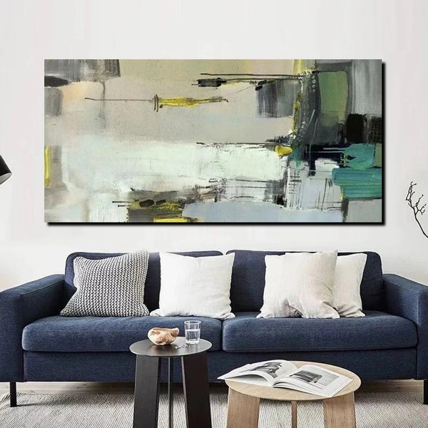 Acrylic Abstract Painting Behind Sofa, Large Painting on Canvas, Living Room Wall Art Paintings, Buy Paintings Online, Acrylic Painting for Sale-Silvia Home Craft