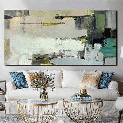 Acrylic Abstract Painting Behind Sofa, Large Painting on Canvas, Living Room Wall Art Paintings, Buy Paintings Online, Acrylic Painting for Sale-Silvia Home Craft