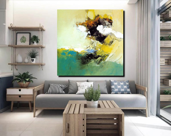 Acrylic Painting for Bedroom, Modern Canvas Painting, Contemporary Artwork, Green Abstract Acrylic Paintings, Hand Painted Canvas Art-Silvia Home Craft