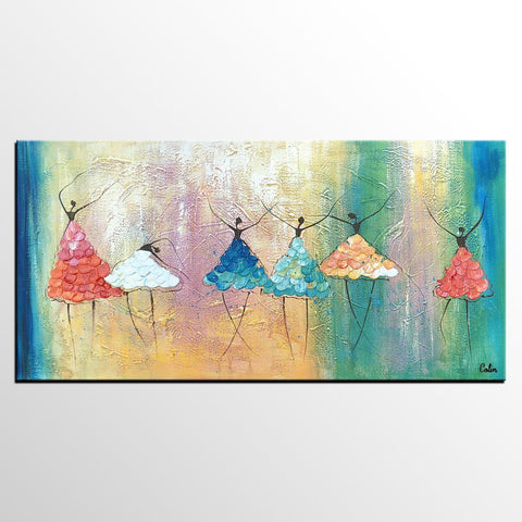 Simple Wall Art Ideas for Living Room, Ballet Dancer Painting, Large Acrylic Painting, Custom Canvas Painting, Modern Abstract Painting-Silvia Home Craft
