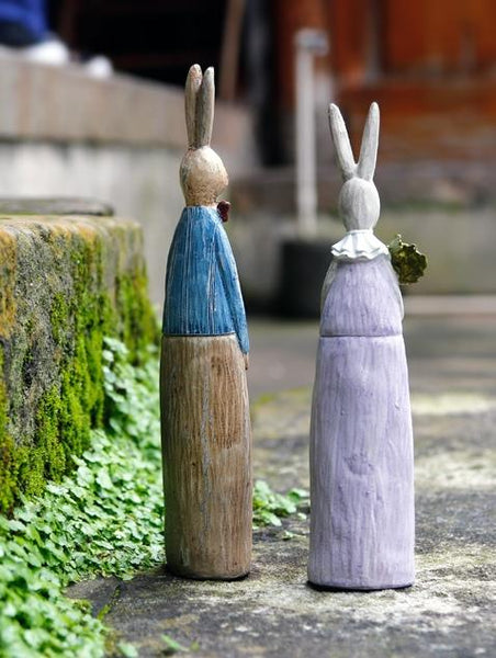 Rabbit Couple in the Garden, Rabbit Resin Statue for Garden Ornament, Lovely Rabbits Statues, Outdoor Decoration Ideas, Garden Ideas-Silvia Home Craft