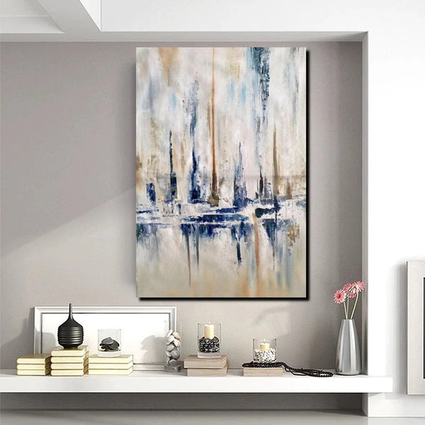 Abstract Sail Boat Painting, Large Wall Art for Living Room, Acrylic Canvas Paintings, Modern Wall Art Paintings, Contemporary Painting-Silvia Home Craft