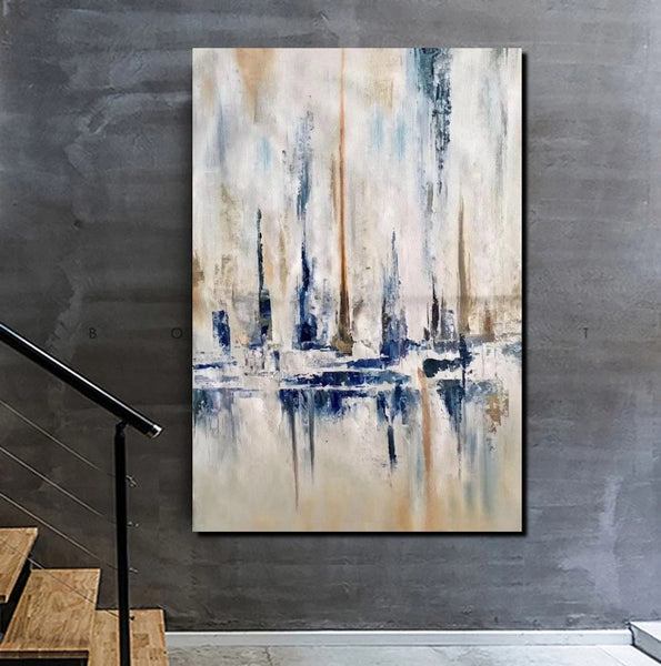 Abstract Sail Boat Painting, Large Wall Art for Living Room, Acrylic Canvas Paintings, Modern Wall Art Paintings, Contemporary Painting-Silvia Home Craft