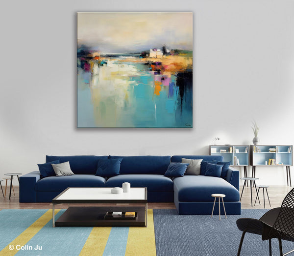 Abstract Landscape Painting on Canvas, Extra Large Original Artwork, Large Paintings for Bedroom, Oversized Contemporary Wall Art Paintings-Silvia Home Craft