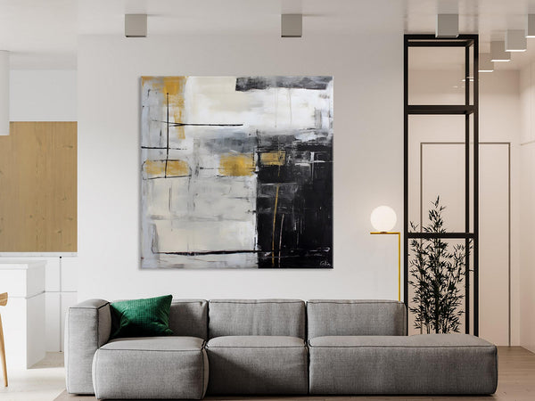 Simple Modern Original Artwork, Large Paintings for Bedroom, Abstract Landscape Painting on Canvas, Oversized Contemporary Wall Art Paintings-Silvia Home Craft