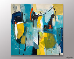 Acrylic Painting for Living Room, Contemporary Abstract Artwork, Extra Large Wall Art Paintings, Original Modern Artwork on Canvas-Silvia Home Craft