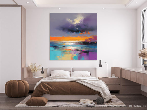 Huge Painting for Living Room, Original Landscape Canvas Art, Contemporary Oil Painting on Canvas, Oversized Landscape Wall Art Paintings-Silvia Home Craft