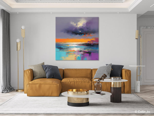 Huge Painting for Living Room, Original Landscape Canvas Art, Contemporary Oil Painting on Canvas, Oversized Landscape Wall Art Paintings-Silvia Home Craft