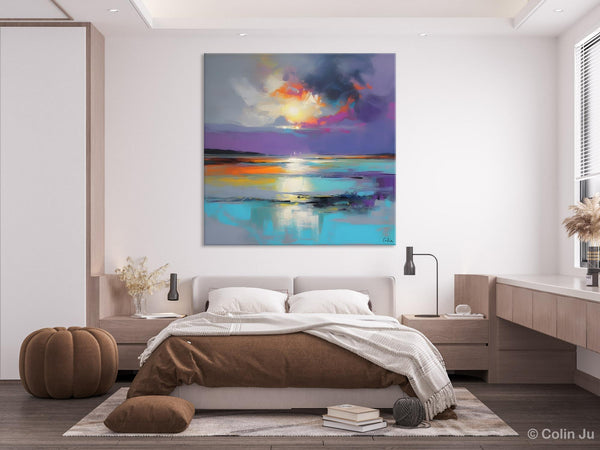 Large Abstract Painting for Living Room, Original Abstract Wall Art, Landscape Acrylic Art, Landscape Canvas Art, Hand Painted Canvas Art-Silvia Home Craft