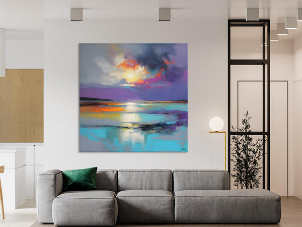 Large Abstract Painting for Living Room, Original Abstract Wall Art, Landscape Acrylic Art, Landscape Canvas Art, Hand Painted Canvas Art-Silvia Home Craft