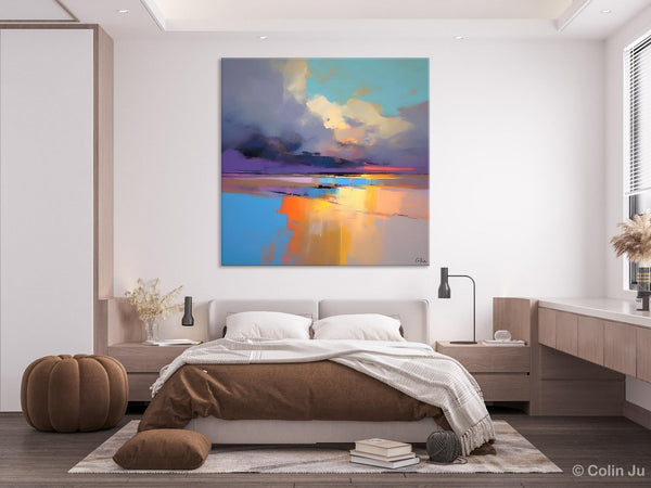 Simple Modern Art, Original Landscape Wall Art, Landscape Oil Paintings, Landscape Canvas Art, Abstract Landscape Painting for Living Room-Silvia Home Craft