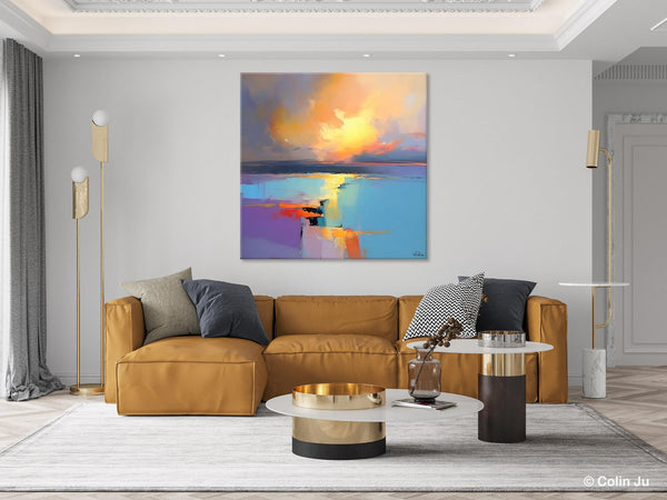 Canvas Painting for Living Room, Original Modern Wall Art Painting, Abstract Landscape Paintings, Oversized Contemporary Abstract Artwork-Silvia Home Craft