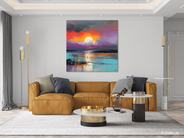 Large Landscape Painting for Living Room, Original Abstract Landscape Wall Art, Landscape Canvas Art, Hand Painted Canvas Paintings-Silvia Home Craft