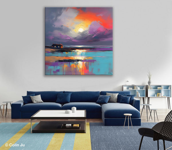 Original Abstract Landscape Wall Art, Landscape Canvas Art, Large Landscape Painting for Living Room, Hand Painted Canvas Paintings-Silvia Home Craft