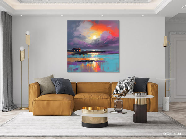 Original Abstract Landscape Wall Art, Landscape Canvas Art, Large Landscape Painting for Living Room, Hand Painted Canvas Paintings-Silvia Home Craft