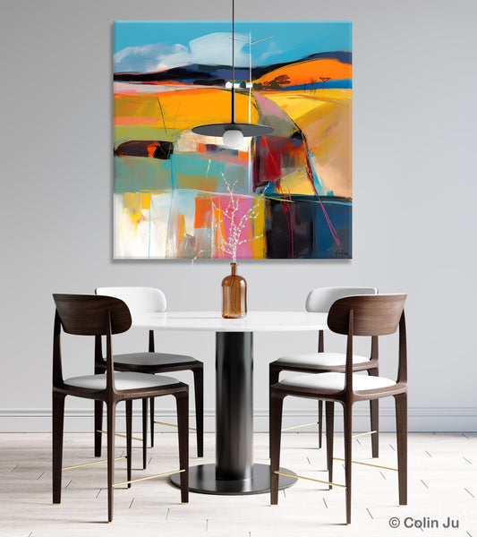 Acrylic Painting for Living Room, Contemporary Abstract Landscape Artwork, Oversized Wall Art Paintings, Original Modern Paintings on Canvas-Silvia Home Craft