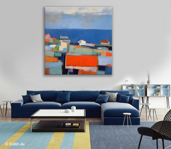 Large Art Painting for Living Room, Original Landscape Canvas Art, Oversized Landscape Wall Art Paintings, Contemporary Acrylic Painting on Canvas-Silvia Home Craft