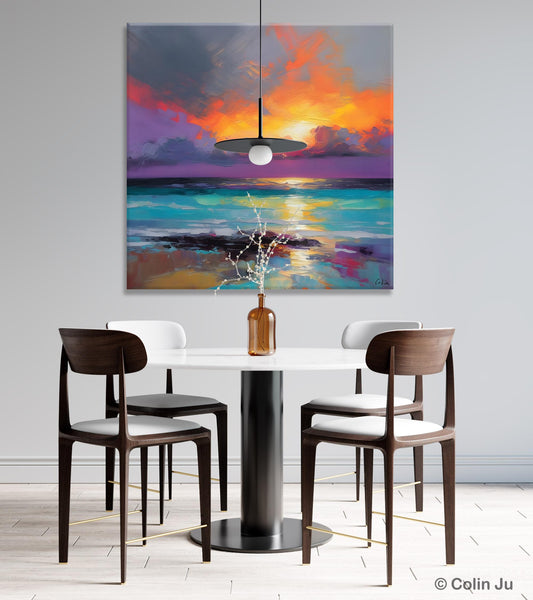 Extra Large Modern Wall Art, Landscape Canvas Paintings for Dining Room, Acrylic Painting on Canvas, Original Landscape Abstract Painting-Silvia Home Craft