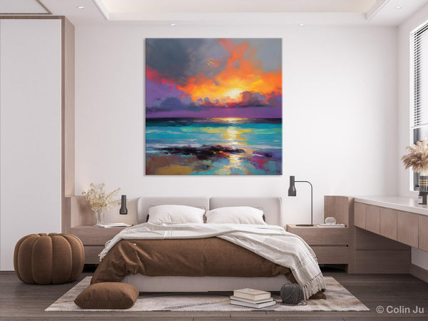 Extra Large Modern Wall Art, Landscape Canvas Paintings for Dining Room, Acrylic Painting on Canvas, Original Landscape Abstract Painting-Silvia Home Craft