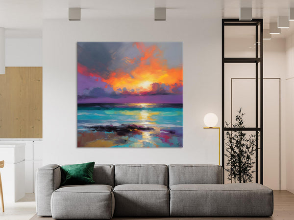 Extra Large Modern Wall Art, Landscape Canvas Paintings for Dining Room, Acrylic Painting on Canvas, Original Landscape Abstract Painting-Silvia Home Craft