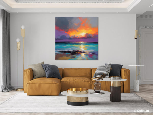 Extra Large Modern Wall Art, Landscape Canvas Paintings for Dining Room, Acrylic Painting on Canvas, Original Landscape Abstract Painting-Silvia Home Craft