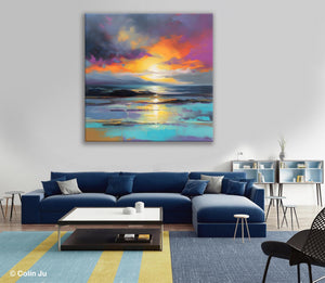 Large Art Painting for Living Room, Original Landscape Canvas Art, Contemporary Acrylic Painting on Canvas, Oversized Landscape Wall Art Paintings-Silvia Home Craft