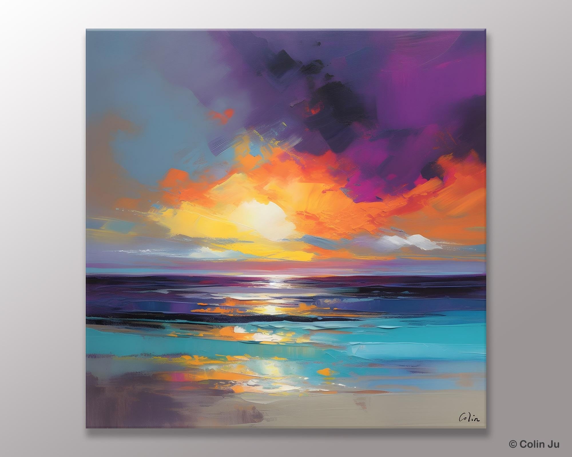 Contemporary Acrylic Painting on Canvas, Large Art Painting for Living Room, Original Landscape Canvas Art, Oversized Landscape Wall Art Paintings-Silvia Home Craft