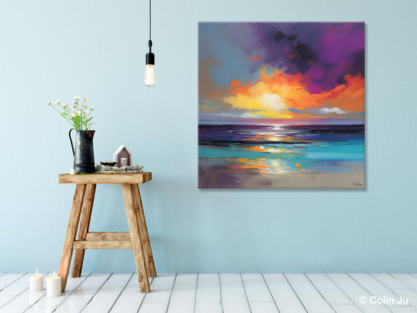 Contemporary Acrylic Painting on Canvas, Large Art Painting for Living Room, Original Landscape Canvas Art, Oversized Landscape Wall Art Paintings-Silvia Home Craft