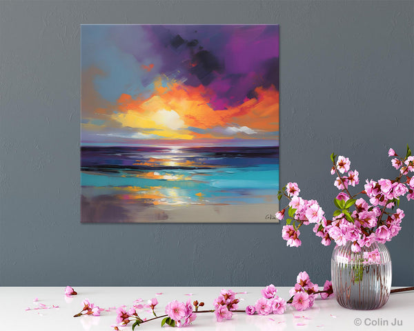 Contemporary Acrylic Painting on Canvas, Large Art Painting for Living Room, Original Landscape Canvas Art, Oversized Landscape Wall Art Paintings-Silvia Home Craft