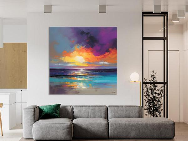 Contemporary Acrylic Painting on Canvas, Large Art Painting for Living Room, Original Landscape Canvas Art, Oversized Landscape Wall Art Paintings-Silvia Home Craft