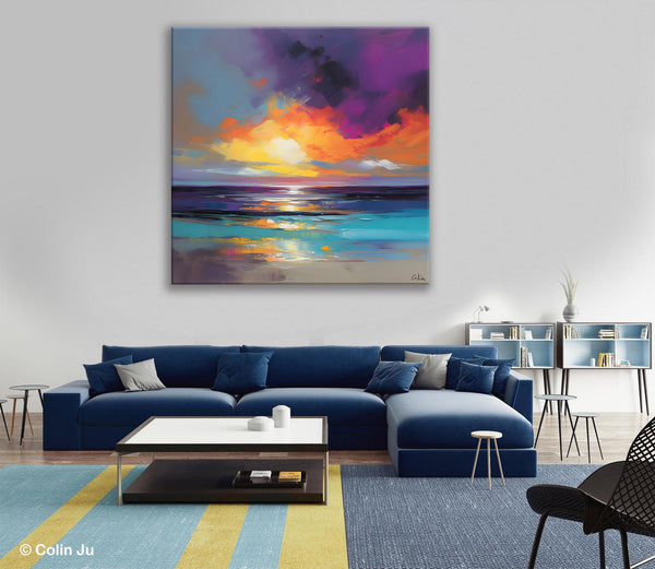 Contemporary Acrylic Painting on Canvas, Large Art Painting for Living Room, Original Landscape Canvas Art, Oversized Landscape Wall Art Paintings-Silvia Home Craft