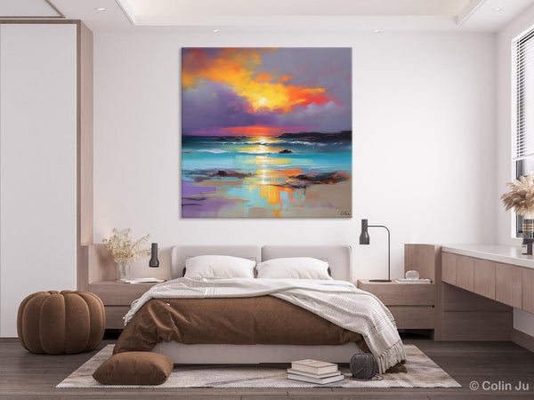 Abstract Landscape Painting for Living Room, Original Landscape Wall Art, Landscape Oil Paintings, Landscape Canvas Art, Hand Painted Canvas Art-Silvia Home Craft