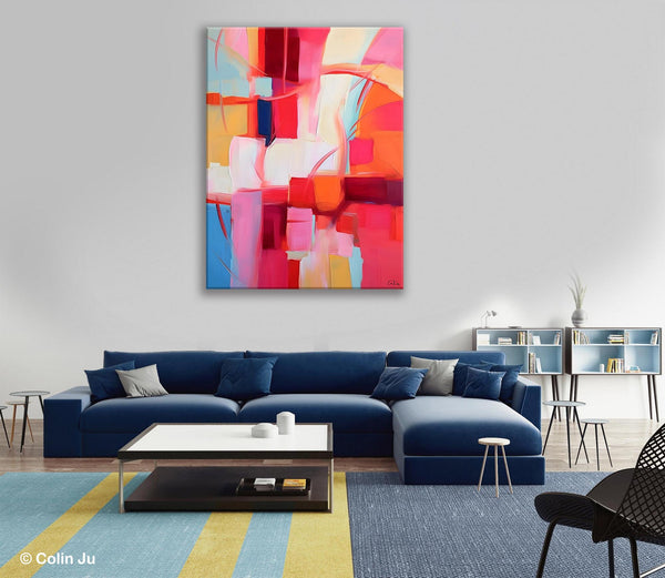 Hand Painted Wall Painting, Abstract Acrylic Painting for Bedroom, Original Modern Abstract Art, Extra Large Painting Ideas for Bedroom-Silvia Home Craft