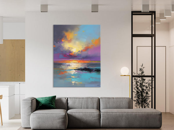Oil Painting on Canvas, Extra Large Modern Wall Art, Landscape Canvas Paintings for Dining Room, Original Landscape Abstract Painting-Silvia Home Craft